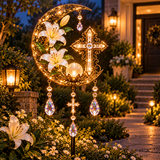 🔥 Last Day 49% OFF | ✝️ Faith in Bloom™ Cross & Lily Solar Garden Light