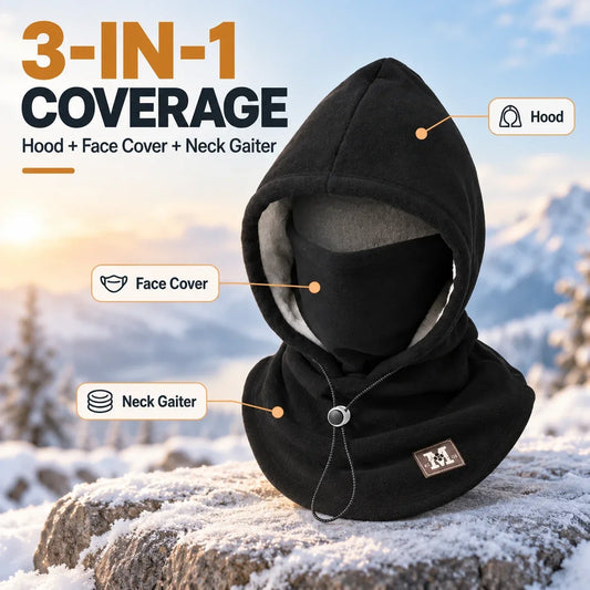 ❄️ Winter Face & Neck Warmer | 3-in-1 Fleece Hood