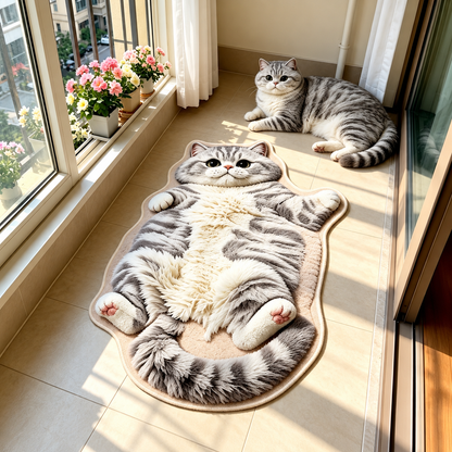 🐱🛋️ Cozy Cat Loaf™ | Chubby Tabby Accent Rug