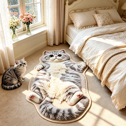 🐱🛋️ Cozy Cat Loaf™ | Chubby Tabby Accent Rug