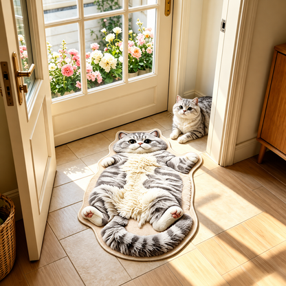 🐱🛋️ Cozy Cat Loaf™ | Chubby Tabby Accent Rug