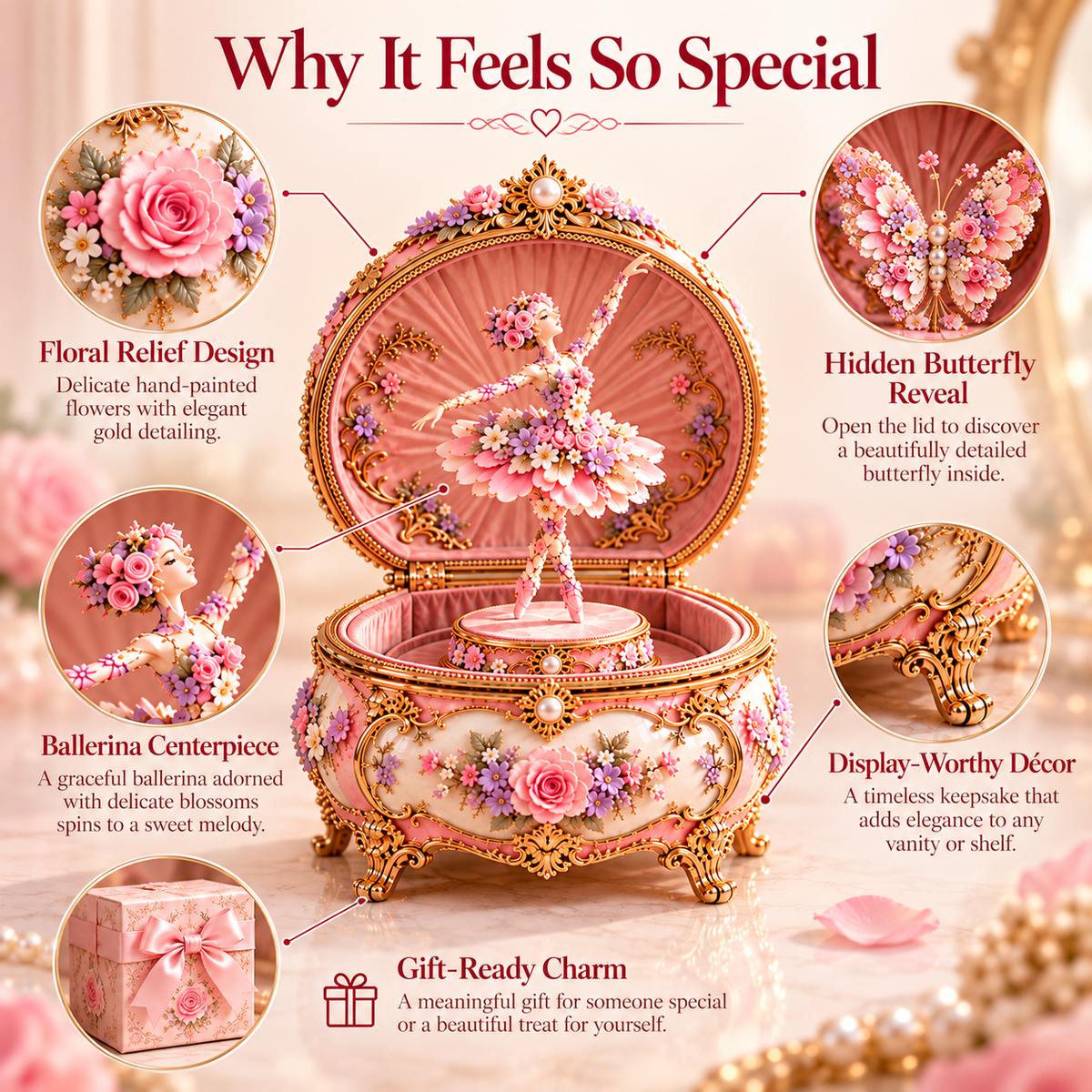 🌸🩰 Ballerina in Bloom™ | Magical Butterfly Music Box