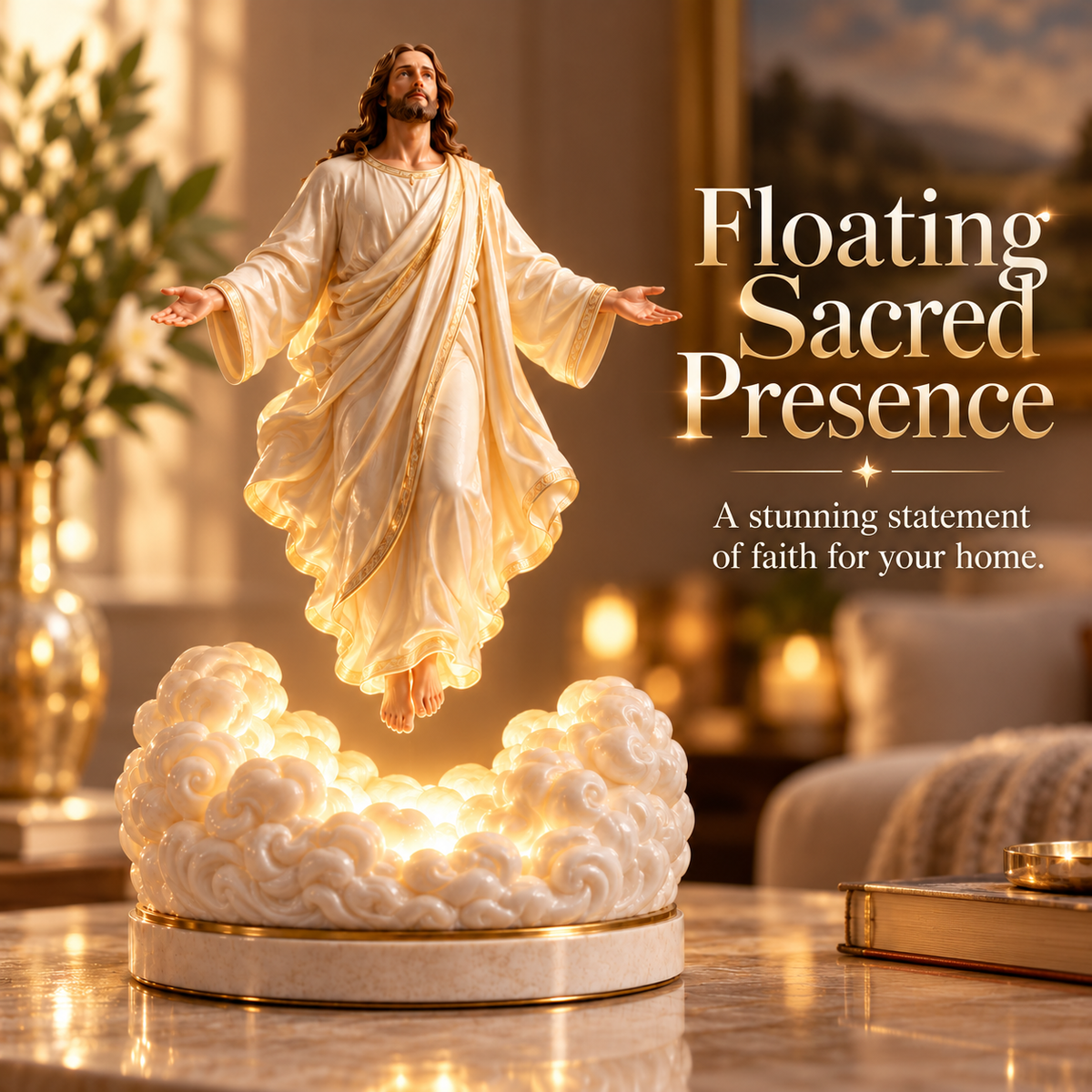 Rotating Risen Christ sculpture