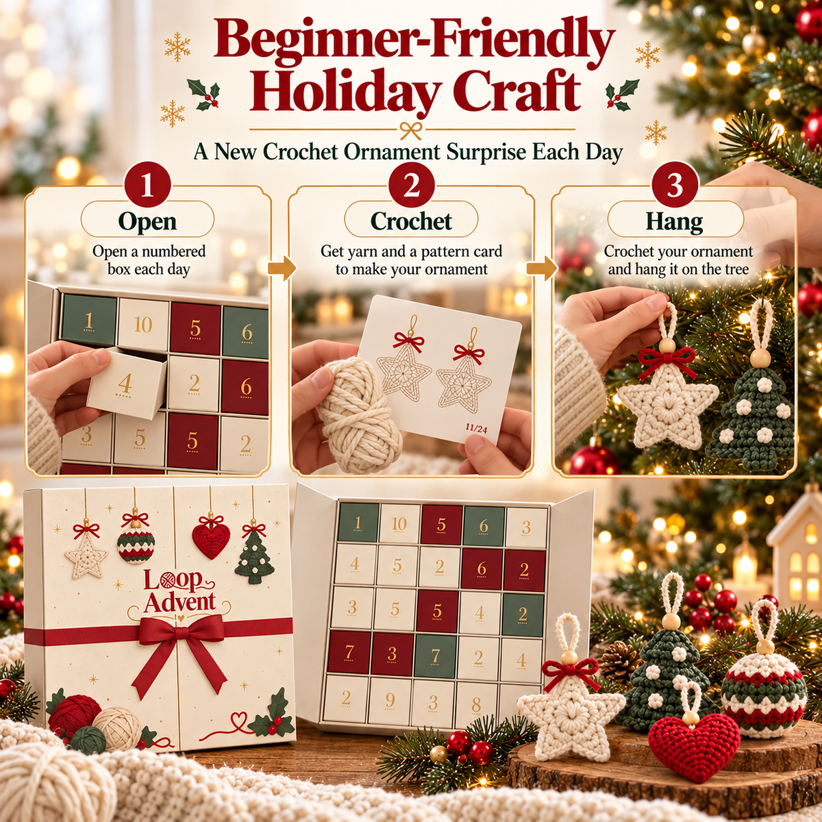 🎁🧶 Merry Stitch Advent™ | 24-Day Crochet Ornament Calendar