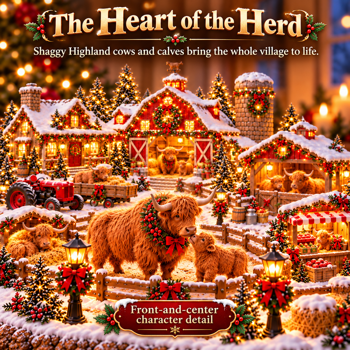 🎄🐮 Highland Cow Christmas Farm Village™ – Lighted Holiday Barn & Winter Farm Scene