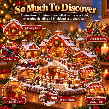 🎄🐮 Highland Cow Christmas Farm Village™ – Lighted Holiday Barn & Winter Farm Scene