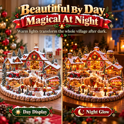 🎄🐮 Highland Cow Christmas Farm Village™ – Lighted Holiday Barn & Winter Farm Scene