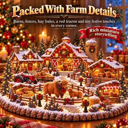 🎄🐮 Highland Cow Christmas Farm Village™ – Lighted Holiday Barn & Winter Farm Scene