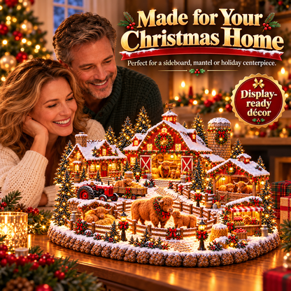 🎄🐮 Highland Cow Christmas Farm Village™ – Lighted Holiday Barn & Winter Farm Scene