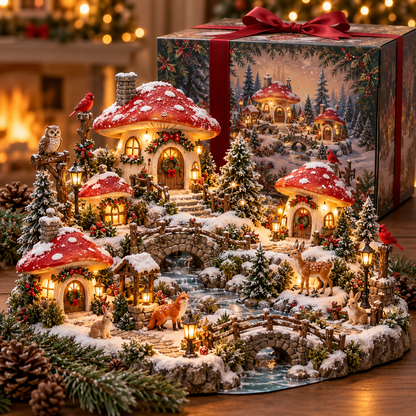 🍄✨ Enchanted Mushroom Christmas Village | Lighted Storybook Holiday Display 🎄❄️