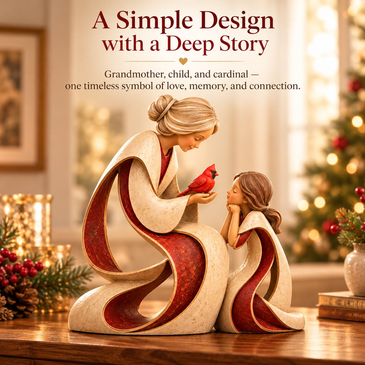 🔥 LAST DAY 50% OFF ❤️🐦 Love Passed Down – Granddaughter Cardinal Sculpture