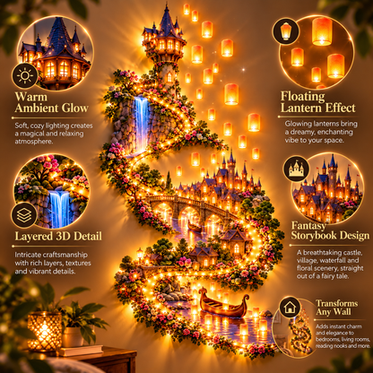 🏰✨ Enchanted Lantern Kingdom Wall Light – Magical 3D Fantasy Village Decor