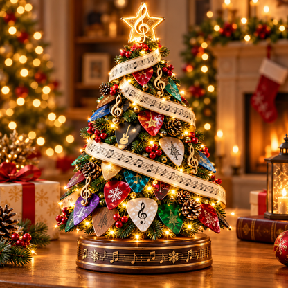 🎸🎄 Guitar Pick Christmas Tree™ – Lighted Music Lover Tabletop Holiday Decor