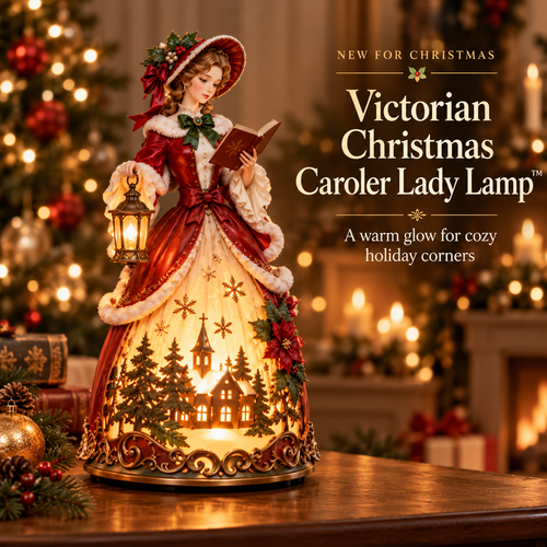 🎄✨ Caroler’s Christmas Glow™ | Victorian Lady Lighted Tabletop Decor