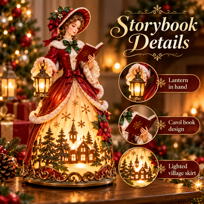 🎄✨ Caroler’s Christmas Glow™ | Victorian Lady Lighted Tabletop Decor
