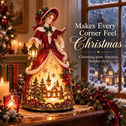 🎄✨ Caroler’s Christmas Glow™ | Victorian Lady Lighted Tabletop Decor