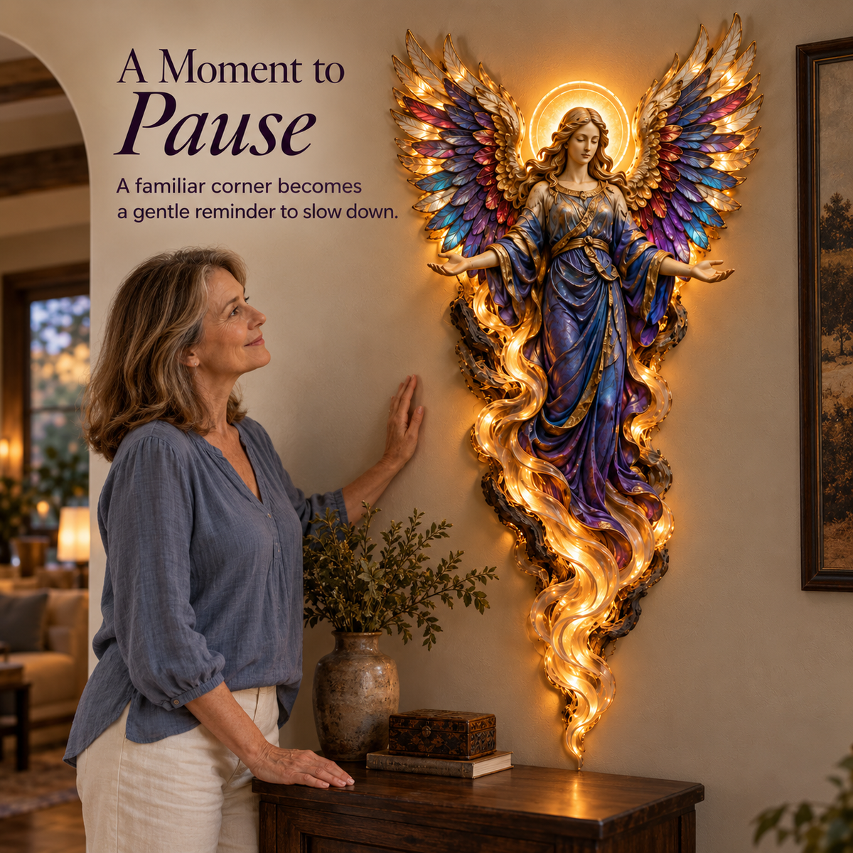 ✝️✨ Heavenly Angel Glow – Illuminated Faith Wall Decor