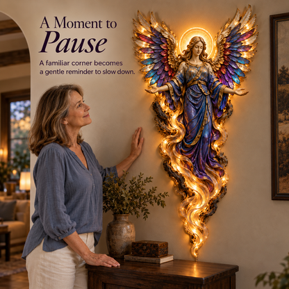 ✝️✨ Heavenly Angel Glow – Illuminated Faith Wall Decor