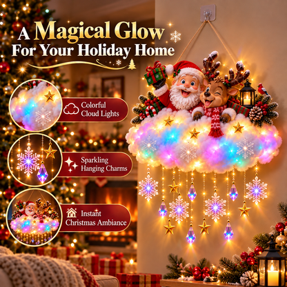 50% OFF | ☁️ Christmas in the Clouds | Light-Up Santa & Winter Village Hanging Decor 🎄