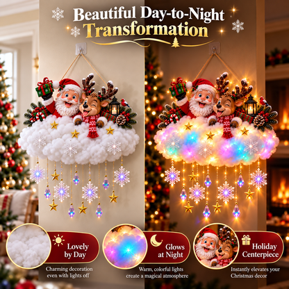 50% OFF | ☁️ Christmas in the Clouds | Light-Up Santa & Winter Village Hanging Decor 🎄