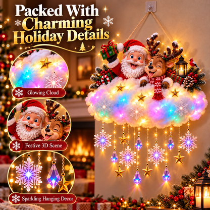 50% OFF | ☁️ Christmas in the Clouds | Light-Up Santa & Winter Village Hanging Decor 🎄