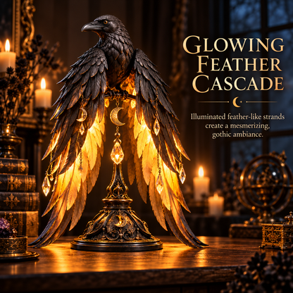 🖤🐦 Midnight Raven Glow™ | Illuminated Gothic Table Lamp