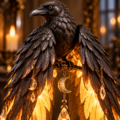🖤🐦 Midnight Raven Glow™ | Illuminated Gothic Table Lamp
