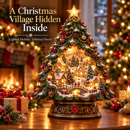🎄✨ Christmas Tree Keeper™ – Hidden Village Lighted Holiday Tabletop Decor