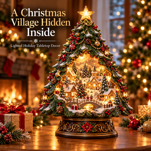 🎄✨ Christmas Tree Keeper™ – Hidden Village Lighted Holiday Tabletop Decor