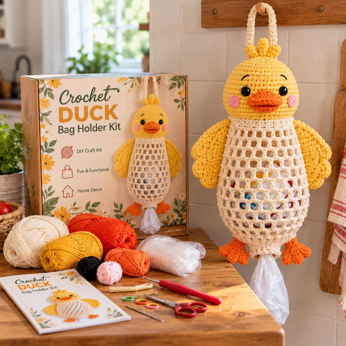 🧶🐸 Crochet Animal Bag Holder DIY Kit | Cute & Functional Hanging Storage
