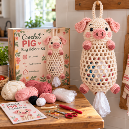 🧶🐸 Crochet Animal Bag Holder DIY Kit | Cute & Functional Hanging Storage