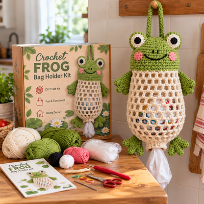 🧶🐸 Crochet Animal Bag Holder DIY Kit | Cute & Functional Hanging Storage