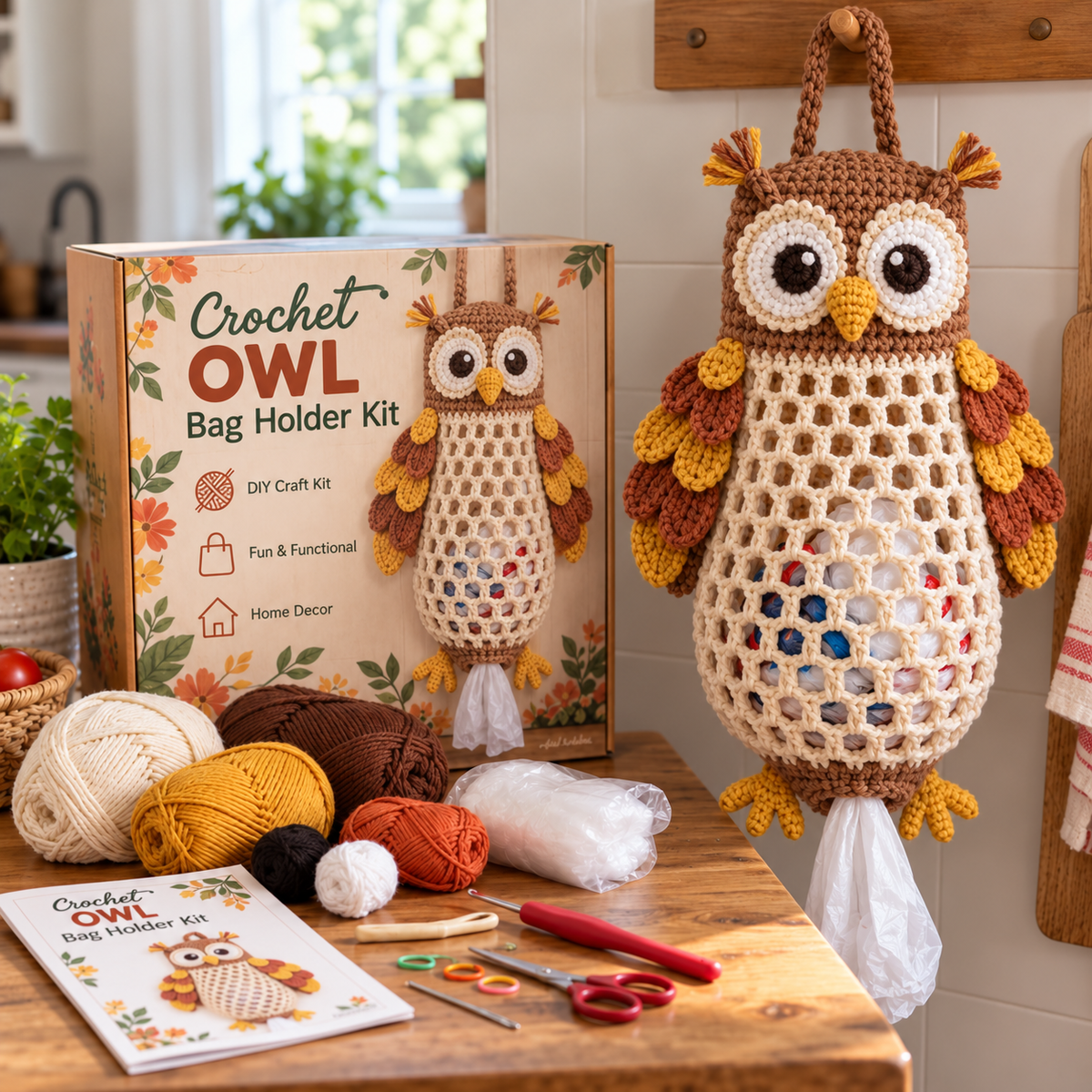 🧶🐸 Crochet Animal Bag Holder DIY Kit | Cute & Functional Hanging Storage