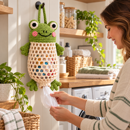 🧶🐸 Crochet Animal Bag Holder DIY Kit | Cute & Functional Hanging Storage