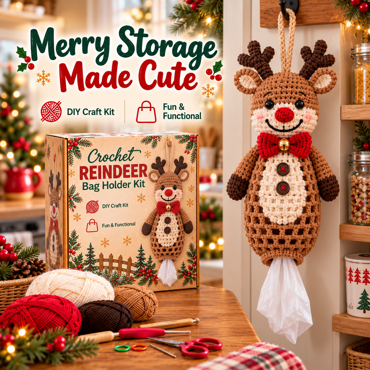🎄🧶 Stitch a Little Christmas Helper | Crochet Bag Holder DIY Kit