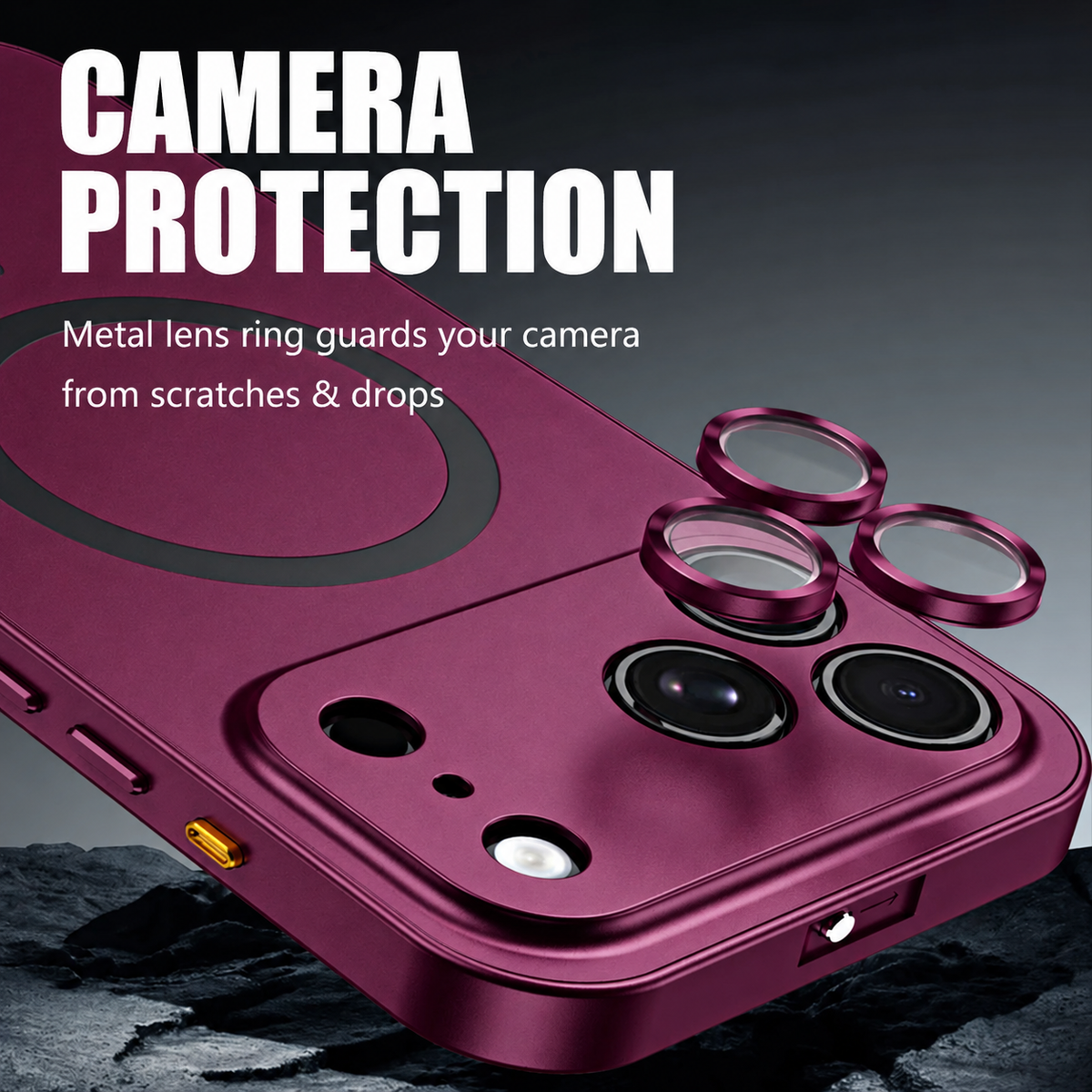 📱 Metallic Magnetic Phone Case with Lens Cover | Compatible with iPhone 18 Pro Max, Air & 12–16 Series