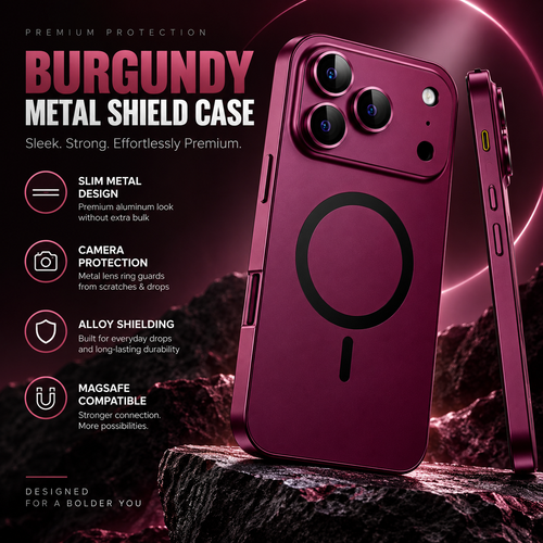📱 Metallic Magnetic Phone Case with Lens Cover | Compatible with iPhone 18 Pro Max, Air & 12–16 Series