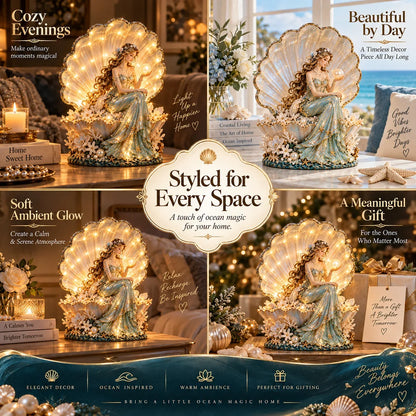 🐚✨ Pearl Muse Lamp | Coastal Lady Sculpture with Soft Ambient Glow