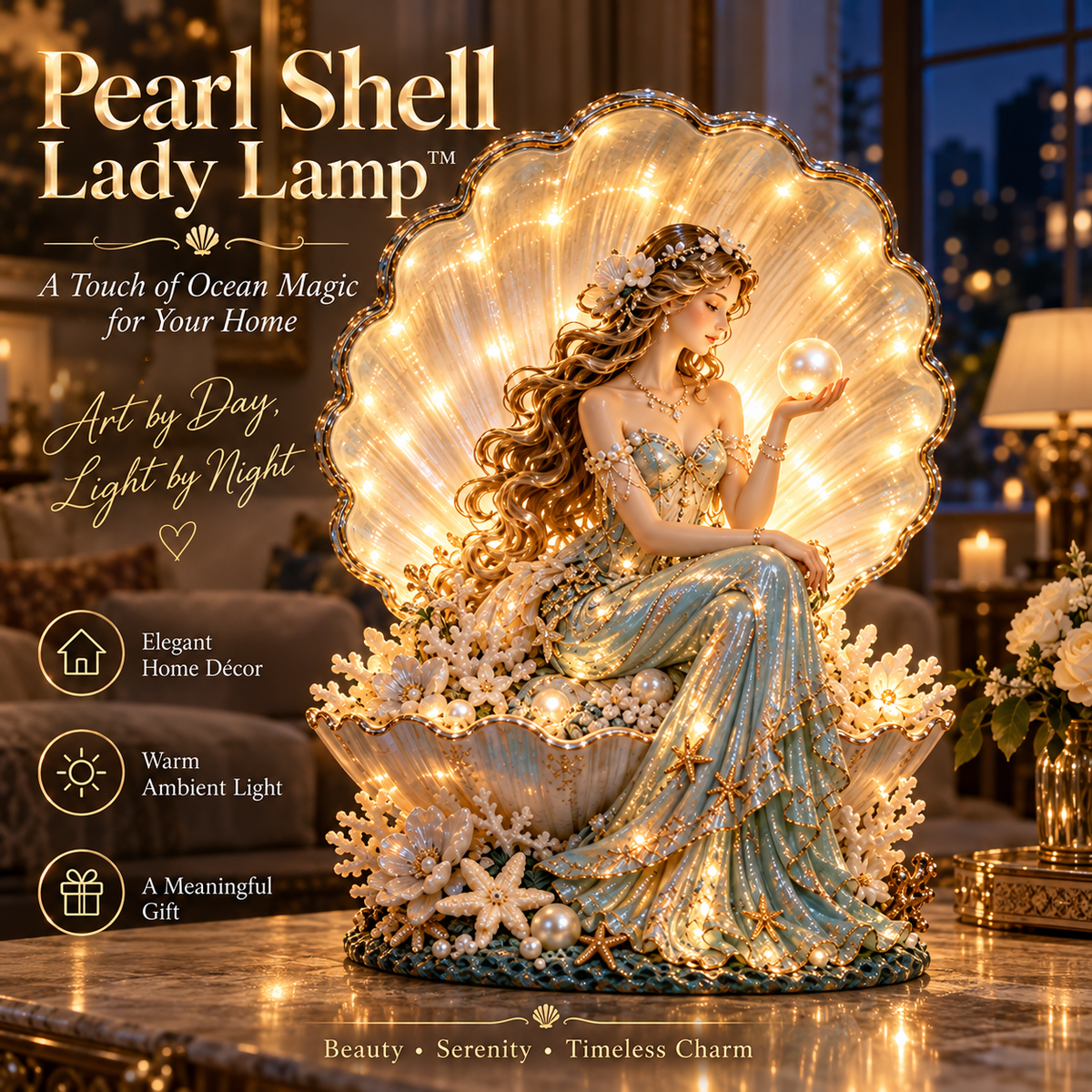 🐚✨Last Day 49% Pearl Shell Lady Lamp