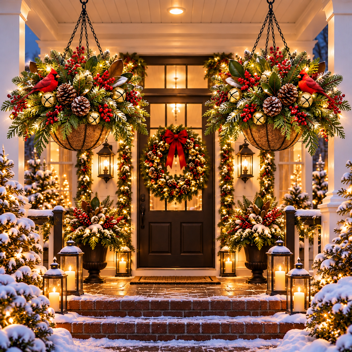 🎄 Last Day 50% OFF ✨Pre-Lit Holiday Hanging Basket| Pre-lit, weather-resistant, and zero maintenance