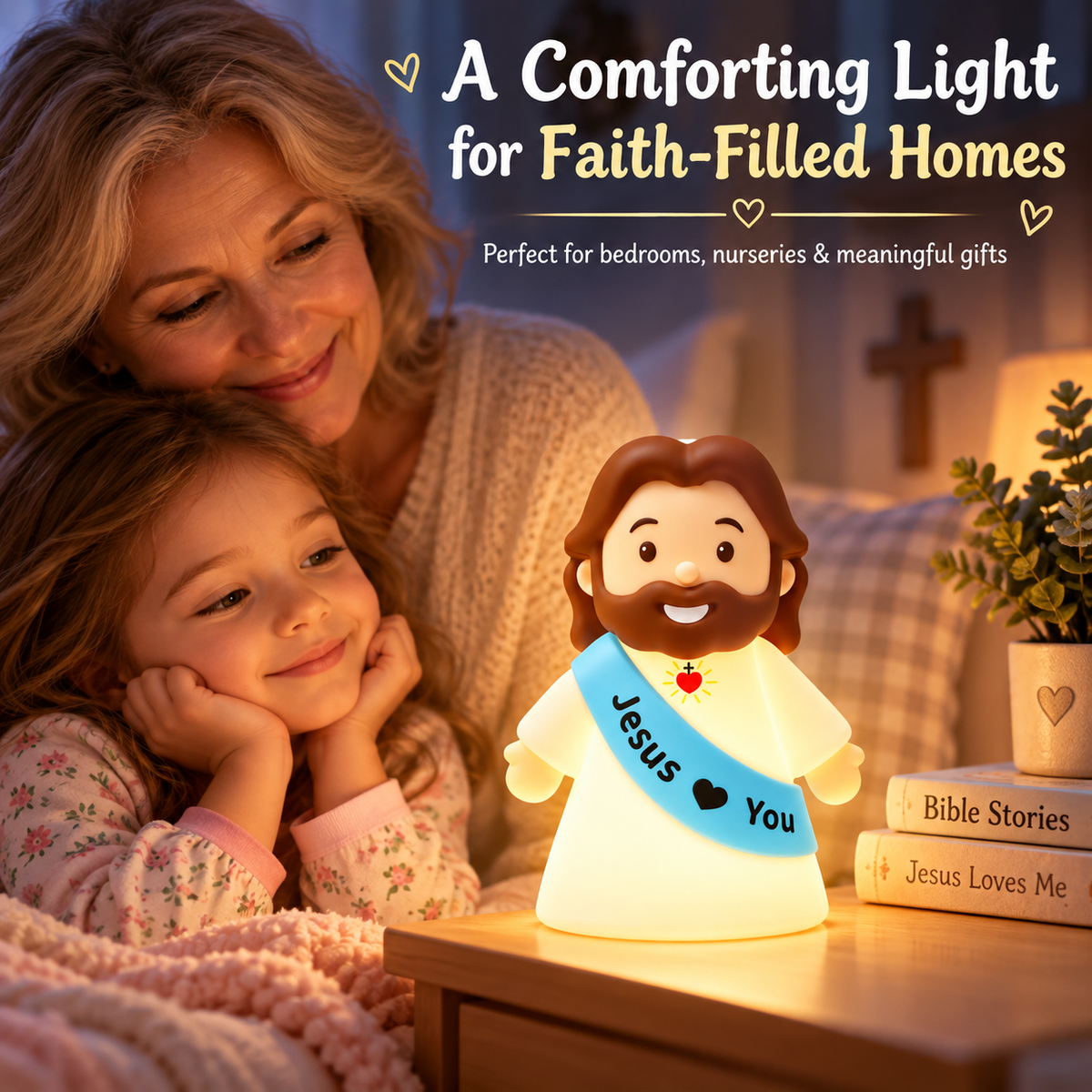 ❤️✝️ Loved by Jesus™ | Cute Glowing Christian Night Light