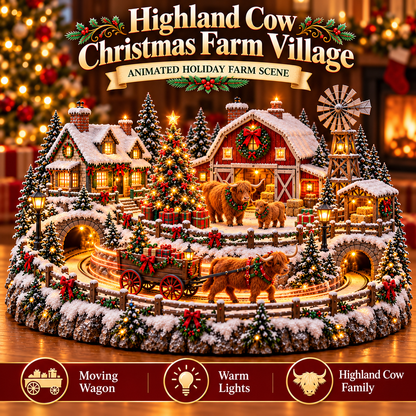🐮🎄 Highland Christmas Village™ | Animated Cow Farm Holiday Scene