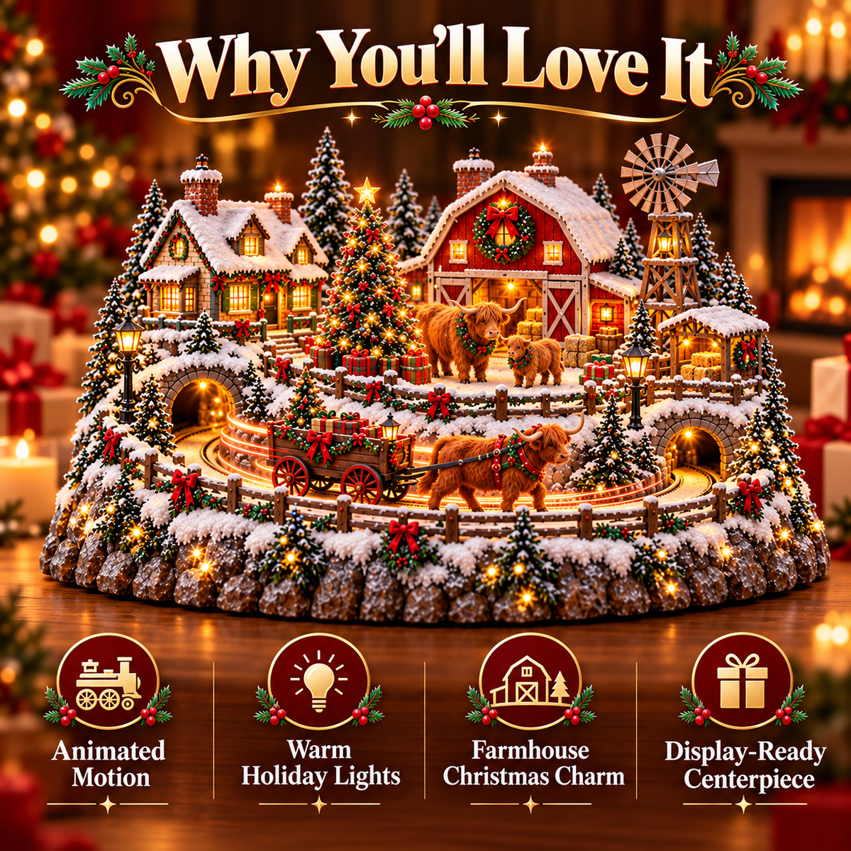 🐮🎄 Highland Christmas Village™ | Animated Cow Farm Holiday Scene