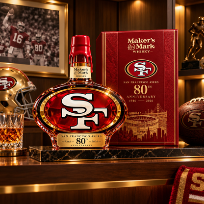 🏆 Red & Gold Legacy™ | 80th Anniversary Collector Whiskey Bottle