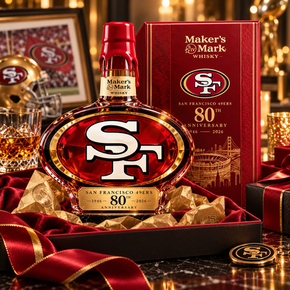 🏆 Red & Gold Legacy™ | 80th Anniversary Collector Whiskey Bottle