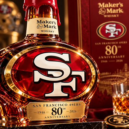 🏆 Red & Gold Legacy™ | 80th Anniversary Collector Whiskey Bottle