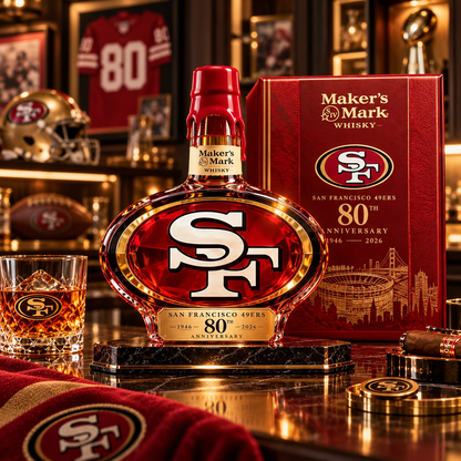 🏆 Red & Gold Legacy™ | 80th Anniversary Collector Whiskey Bottle