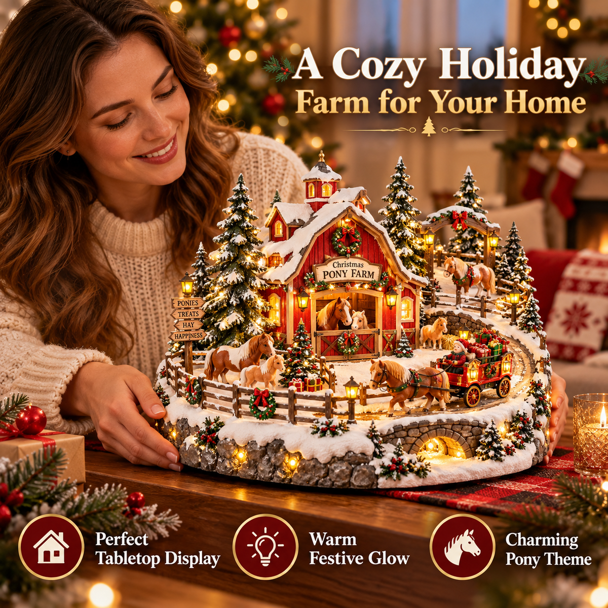 🐴🎄 Pony Christmas Village™ | Animated Holiday Farm Scene