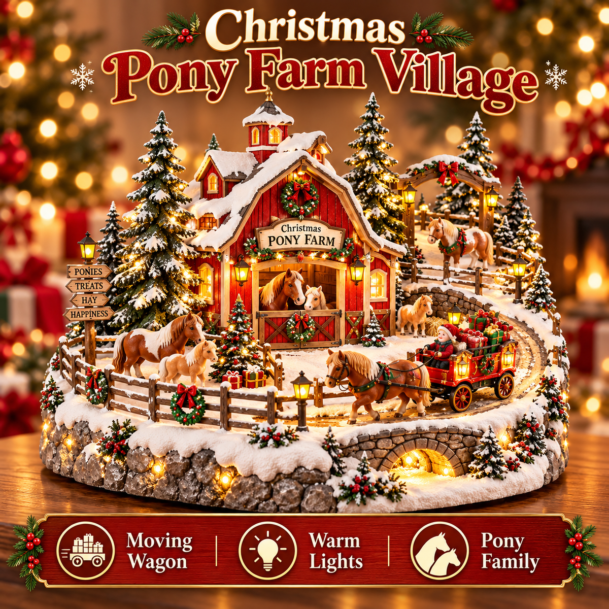 🐴🎄 Pony Christmas Village™ | Animated Holiday Farm Scene