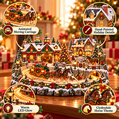 🐴 Clydesdale Christmas Carriage Village – Animated Equestrian Holiday Scene